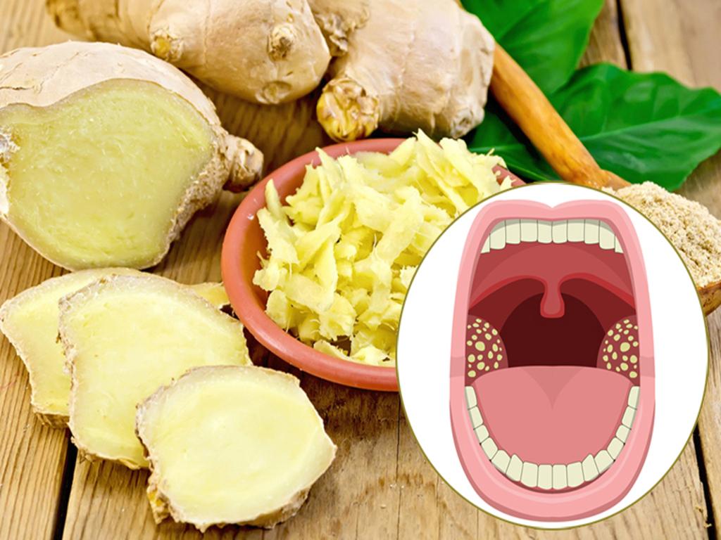 Cách ngậm gừng chữa viêm họng hạt tại nhà