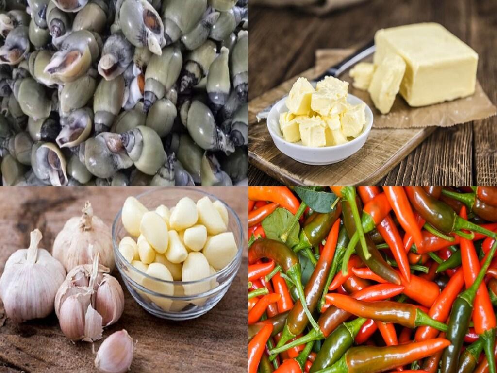 Chuẩn bị nguyên liệu cho cách làm ốc cà na xào tỏi