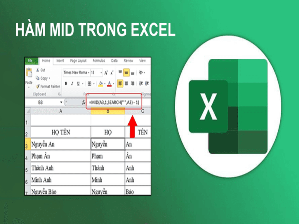 Cách dùng hàm MID trong Excel giúp tiết kiệm thời gian xử lý