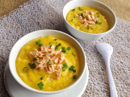 cách làm cháo gà bí đỏ