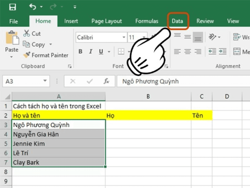 Hướng dẫn tách cột họ và tên trong Excel cho người “mù tịt” công thức