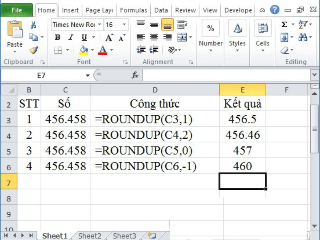 Hàm làm tròn số trong Excel ROUNDUP “ép” số tăng lên chưa bao giờ dễ đến thế