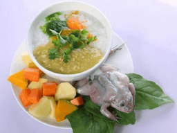 ếch nấu cháo với rau gì cho bé