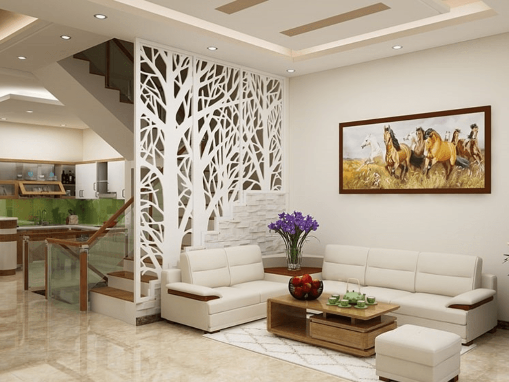 Làm vách ngăn phòng khách kiểu “biến hình” tách không gian mà vẫn thông thoáng