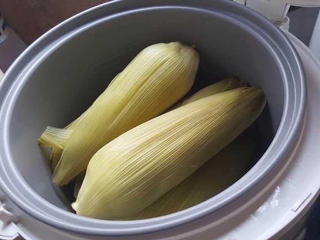 Cách luộc ngô bằng nồi cơm điện thơm ngọt 15 phút bắp chín đều không khô