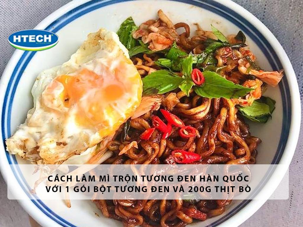 Cách làm mì trộn tương đen Hàn Quốc với 1 gói bột tương đen và 200g thịt bò