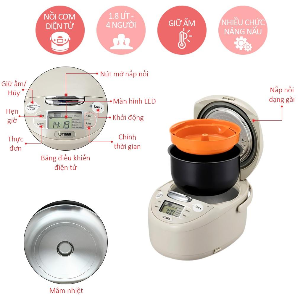 Nồi cơm điện tử 1.8 lít Tiger JAX-R18W Nhập khẩu Nhật Bản-3